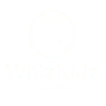 Logo for Whiz Kidz Preschool, a standout amongst preschools near me. It features a smiling childs face inside a circle above the text. The face is simplified with small eyes and a smile. Whiz Kidz appears in larger letters, with Preschool below it in smaller text, all in white on a black background.
